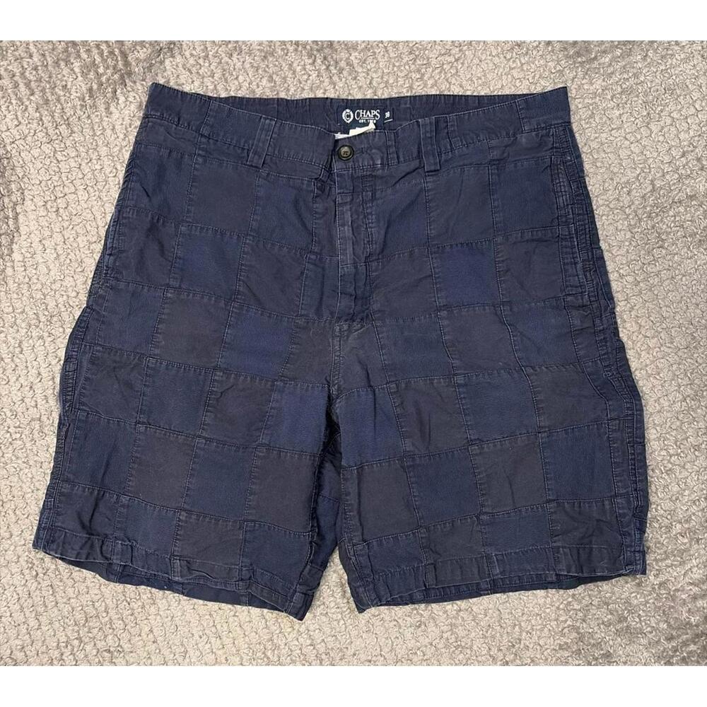 Men's Patchwork Corduroy Navy Blue Casual Shorts Size 38